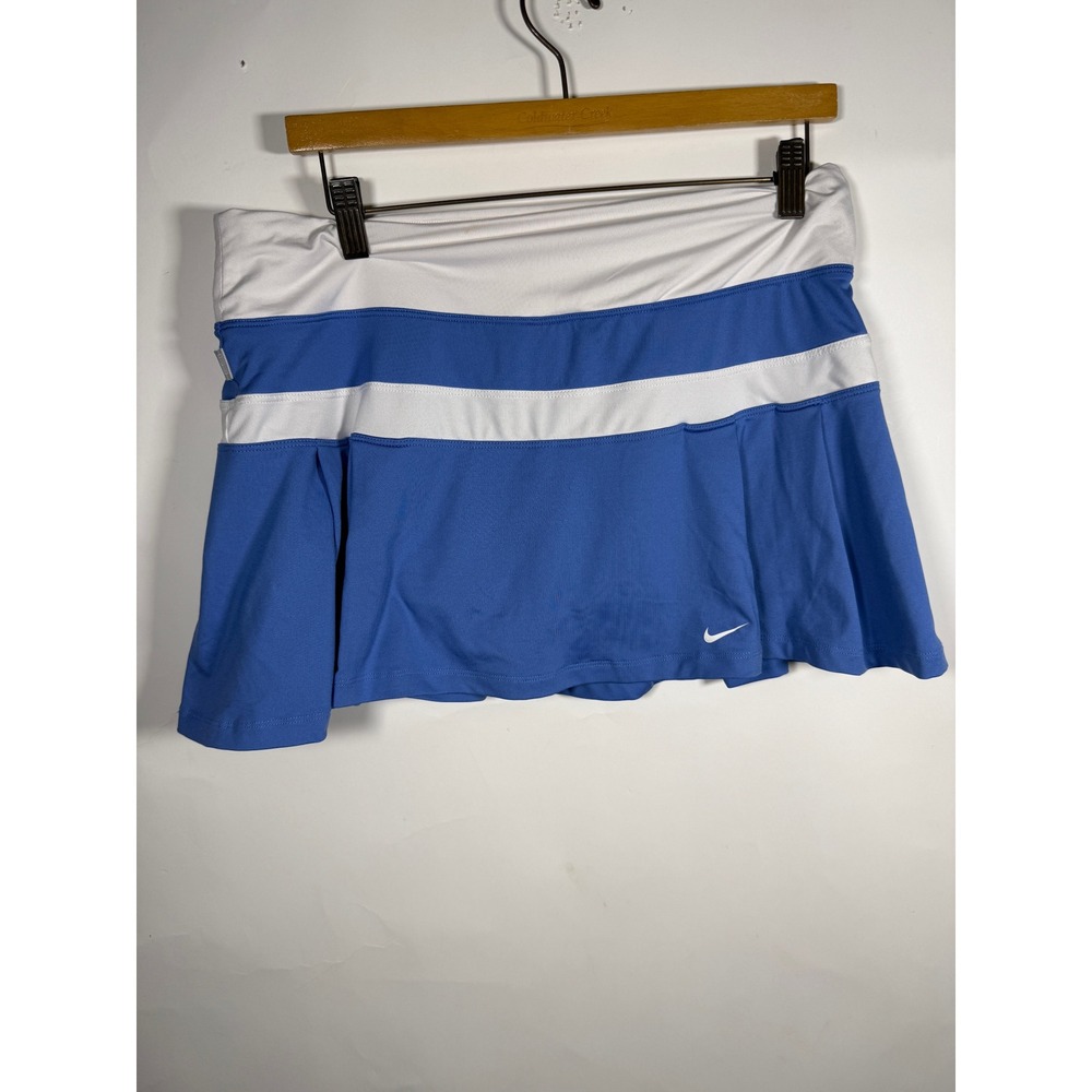 Nike Dri-FIT Tennis Skort Blue White Pleated Athletic Skirt Womens Large
